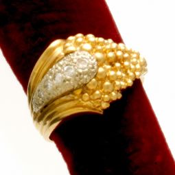 STYLISH 14K YELLOW GOLD DIAMOND DESIGNER COCKTAIL RING SIZE 7.5