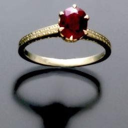 DECO 14K WHITE GOLD RUBY SOLITAIRE RING