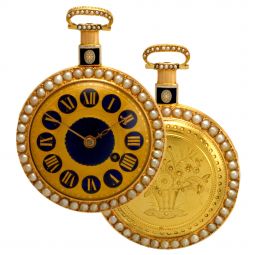 English 18K, Enamel & Pearl Pocket Watch by Thomas Brown for the Chinese Market