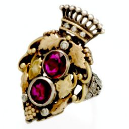 RUBY DIAMOND DESIGNER RING | SIZED PERUZZI BOSTON, .800 SILVER