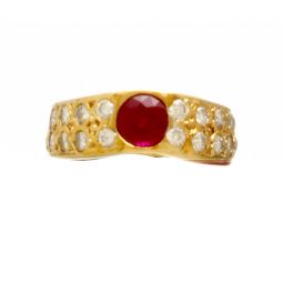 HIGH QUALITY 1.25 CT RUBY SOLITAIRE AND DIAMOND ROW RING  SIZE 5.5