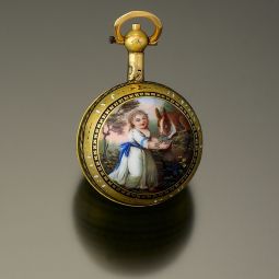 RARE 18K GOLD ENAMEL MINIATURE JACQUES PATRON VERGE POCKET WATCH CA1770 (see video)