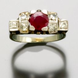 Ruby Diamond Ring | 18K White Gold 1.05 CT Ruby and Diamond Ring