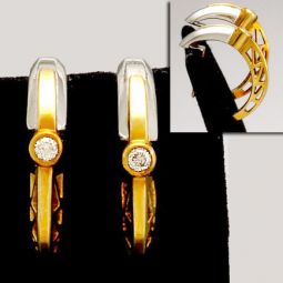 Diamond Hoop Earrings | 18K White & Rose Gold | .16 CT H/SI1