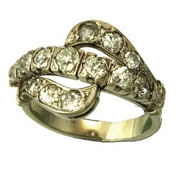 14K White Gold, Rose & Mine Cut Diamond Cocktail Ring  (1.25 CT TW)