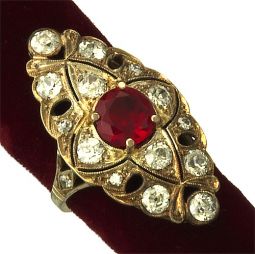 Ruby Diamond Navette Ring | 18K White Gold | 1.2 CTW Ruby | 1.28 CTW Diamond