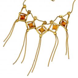 Gold Tourmaline Diamond Necklace | Elegant 18K Yellow Gold Tassel Necklace