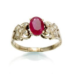 Vintage Ruby Diamond Engagement Ring | 1.4 CTW Ruby