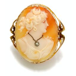 Shell Cameo Habille in a 14K Gold Frame C. 1910: