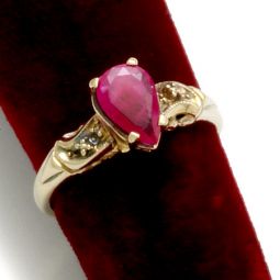 Marquise Ruby Solitaire Ring | 14K White Gold, Size 6.5