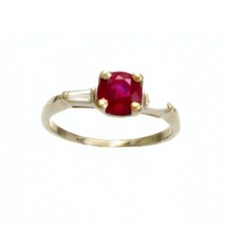 Ruby Solitaire with Diamond Accent 14K White Gold Ring