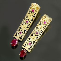 Ruby Drop Earrings | 14K Gold CA1950s
