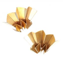 Whimsical & Ample 14K Yellow Folded Fan Earrings