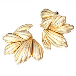 Stylish 14K Yellow Gold Fluted Earrings