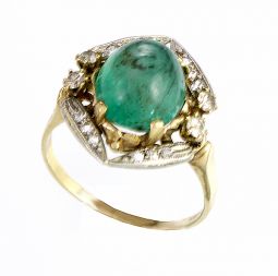 Nouveau Emerald & Diamond 14K Gold Ring | 3.0 CTW Emerald