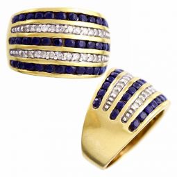 Diamond Sapphire Row Ring | 10K Yellow Gold, Size 6.5
