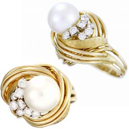 Pearl Diamond Cocktail Ring | Massive Designer Luxury Ring | 14K Gold