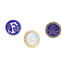 10K Gold Top Railroad B OF LF & E and B OF RT Enamel Lapel Pins