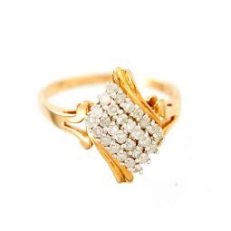 Diamond Ring | 10K Gold Diamond Crossover Cocktail Ring