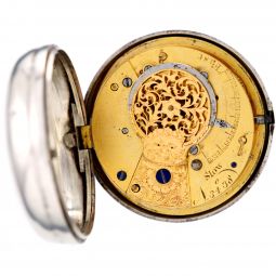 Verge Fusee Sterling Silver Pair Case Pocket Watch with Carved Dragon Motif Balance Cock