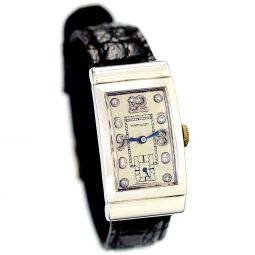 14K White Gold Hamilton Diamond Dial Hooded Lugs Wrist Watch