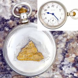 Waltham Railroad Steam Engine Case Pocket Watch CA1903