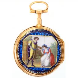 Duchene Quarter Hour Repeater Pocket Watch | Fusee Enamel Cased Fancy Painted Dial Pocket Watch with