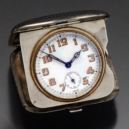 Niello Art Deco Silver Miniature Travel Clock