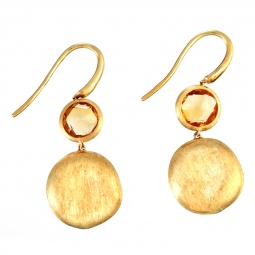 Marco Bicego Jaipur Collection 18K Yellow Gold Small Citrine and Gold Leaf Drop Earrings