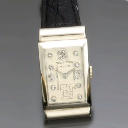 Platinum Hamilton Covered Lugs Rectangular Diamond Dial Wrist Watch