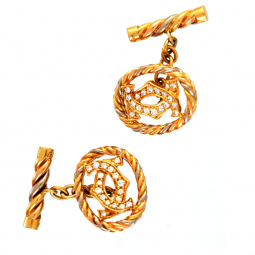 Cartier Diamond Cuff Links in Yellow & White Gold from the Co. de Cartier Line