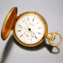 Jules Jurgensen | Rare 18K Gold Center Sweep Jump 1/5 Second 2 Train Tandem Wind Pocket Watch