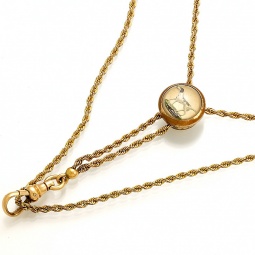 Woman's Pocket Watch Slide Chain with Spaniel Pointer Dog Slide
