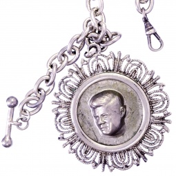 Pocket Watch Chain with Embossed 1971 Kennedy Half Dollar | German Silver