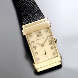 GOLD HAMILTON TOP HAT DIAMOND DIAL WATCH CA1940S