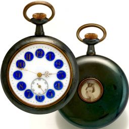 Erotic Brevet Gunmetal Fancy Dialed Pocket Watch