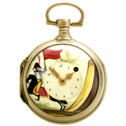 Rare Early Verge Fusee with Hand Painted Military Dial Pocket Watch | Keywind/Keyset