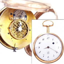 Antique 18K Rose Gold Swiss Verge Fusee Pocket Watch CA1780s