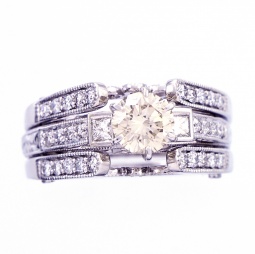 Diamond Engagement Ring | 1 CTW Diamond Engagement Ring with Wedding Enhancer