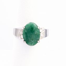 Jade Ring | 14K White Gold Green Jade Ring