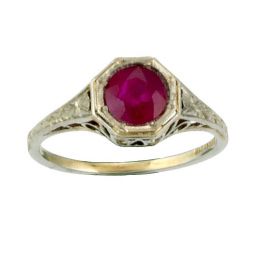 EXQUISITE 18K WHITE GOLD RUBY COCKTAIL STATEMENT RING