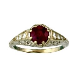 ART DECO PLATINUM RUBY AND DIAMOND ENGAGEMENT RING