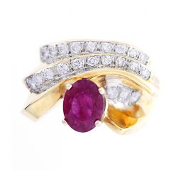Luxurious Ruby and Diamond Statement Ring | 1.5 CTW Ruby, .75 CTW of Diamonds, Size 6.25