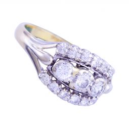 Diamond Three Stone Engagement Ring | 14K Gold | 15 Diamonds 1.17 CT TW