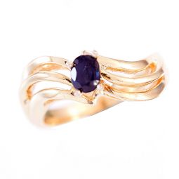 BLUE SAPPHIRE SOLITAIRE CROSSOVER MOTIF RING SIZE 6.5