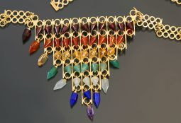 Rainbow of Natural Tourmaline, Amethyst, Citrine, Emerald and Blue Lapis Pyramid Necklace | 18K Yell