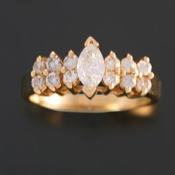 DIAMOND WEDDING RING | MARQUISE DIAMOND | 14K YELLOW GOLD