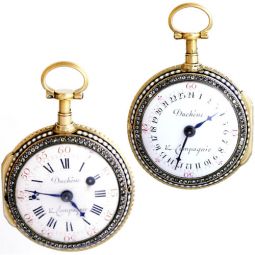 18K GOLD DOUBLE DIAL QUARTER HOUR DUMB REPEATER POCKET WATCH C.1790