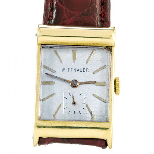 ASYMMETRICAL 14K GOLD WITTNAUER DRESS WATCH C1950S | 17 JEWEL MANUAL WIND:  ashlandwatches.com
