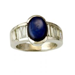 SAPPHIRE DIAMOND RING | 4.8 CTW BLUE SAPPHIRE | SIZE 6.75